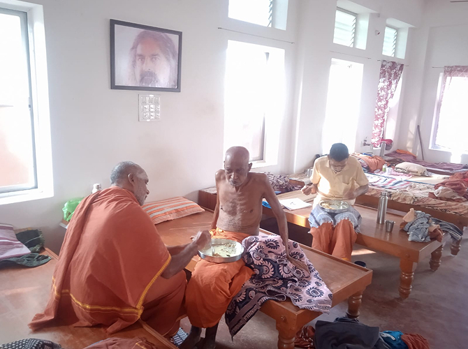 Elderly residents in peaceful group